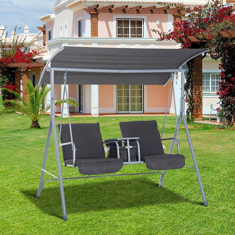 Laron Covered Patio Porch Swing With Stand 
